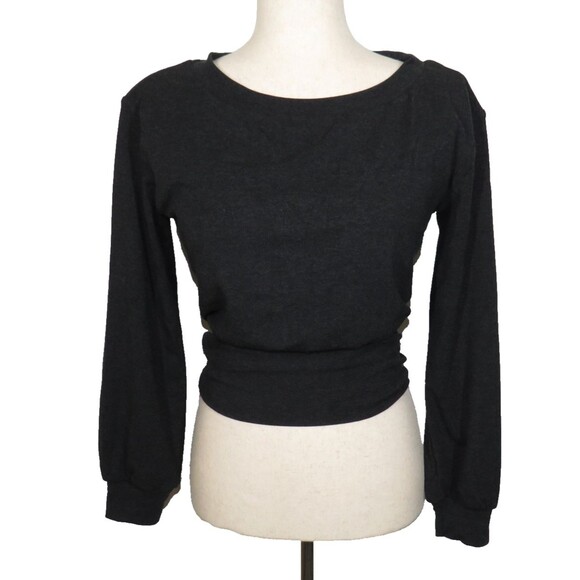 OGL Dark Gray Wool Blend Soft Cozy Boat Neck Long Sleeve Brami Top Size Medium - Picture 7 of 10